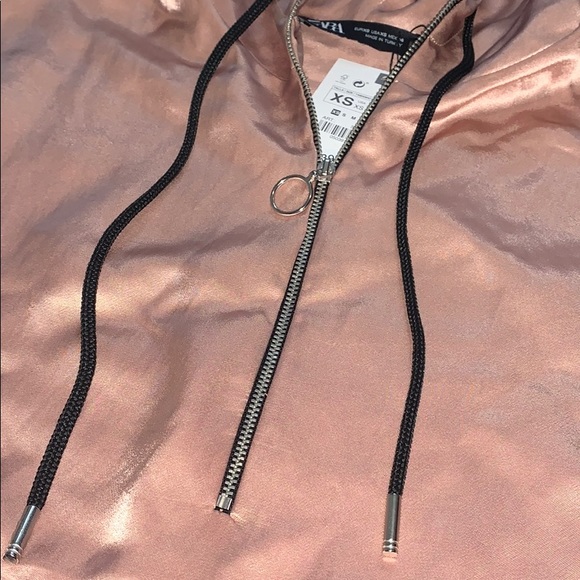 NWT Zara Satin Pocket Half Zip Jacket/Hoodie - Picture 11 of 16